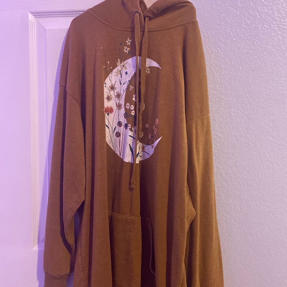 Brown moon and flowers hoddie dress